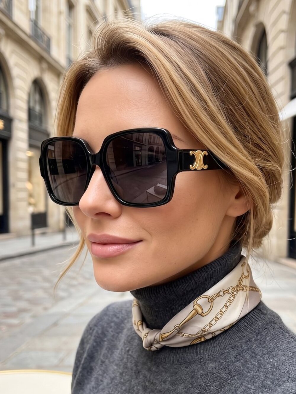 Celine Women's Triomphe Square Sunglasses CL40316U Sunglasses Black